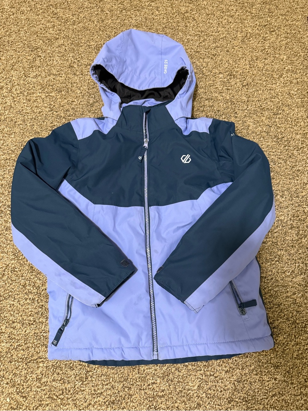 Dare2b Navy & Lavender Kids Waterproof Hooded Raincoat
